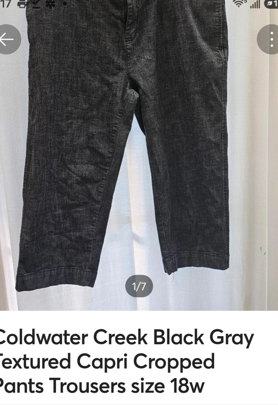 Coldwater Creek Black Gray Textured Capri Cropped Pants Trousers size 18w